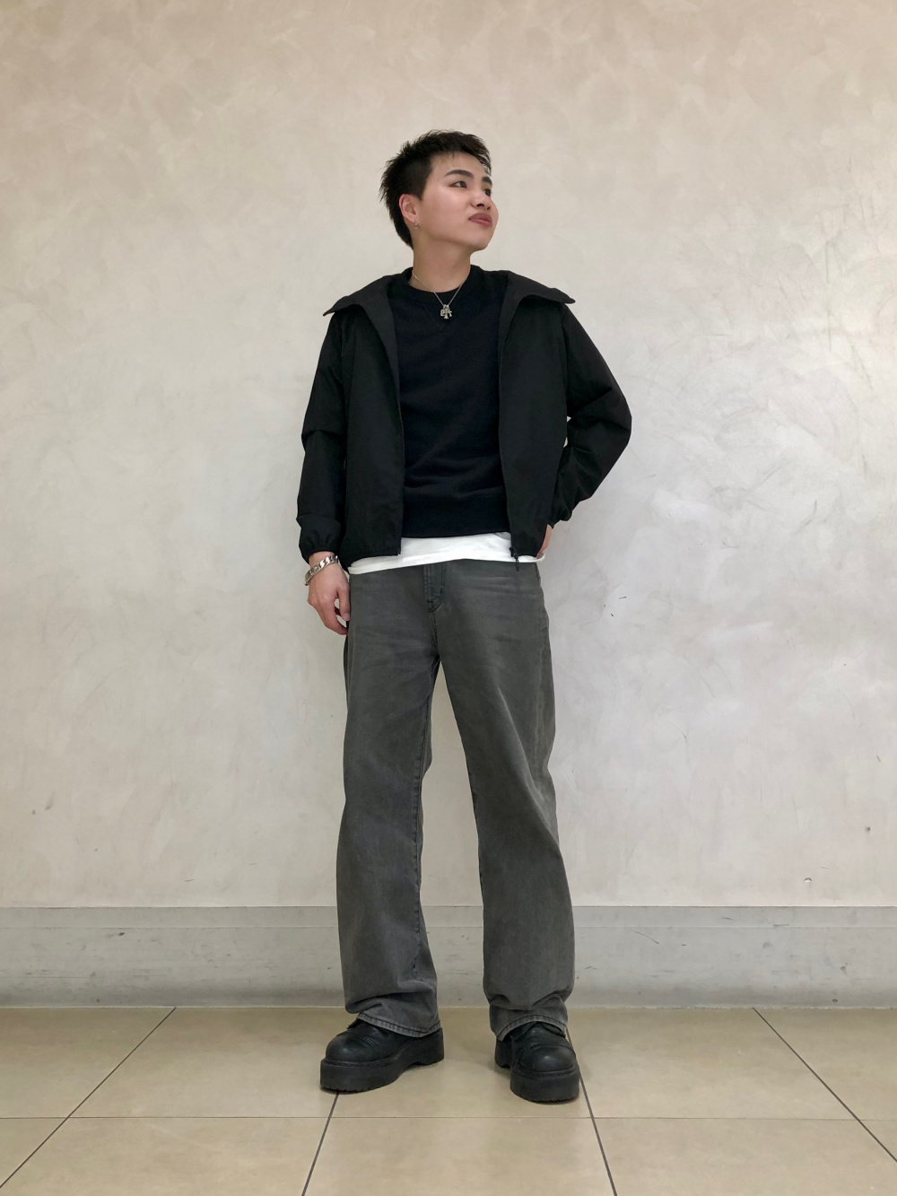 メッシュニットスキッパーポロシャツ(5分袖)、コットンカラーT