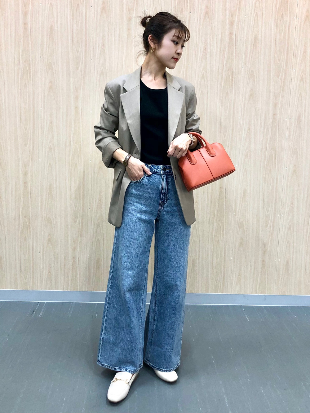リブクロップドT(長袖)+X、UVカットクロップドカーディガン(長袖