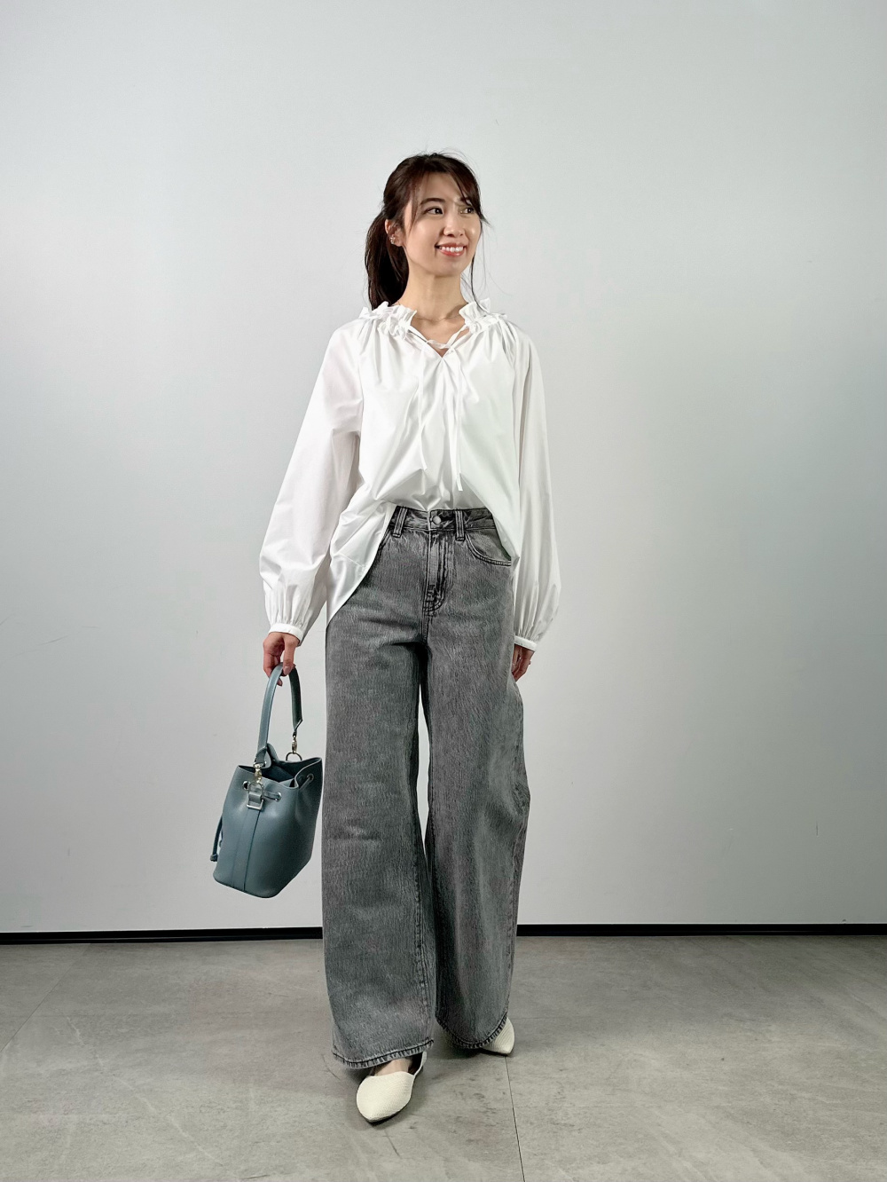 秋冬 韓国 ブラック ミドルライズ ワイドパンツ ワイドパンツ レディース 無地 ロング スラックス ハイウエスト