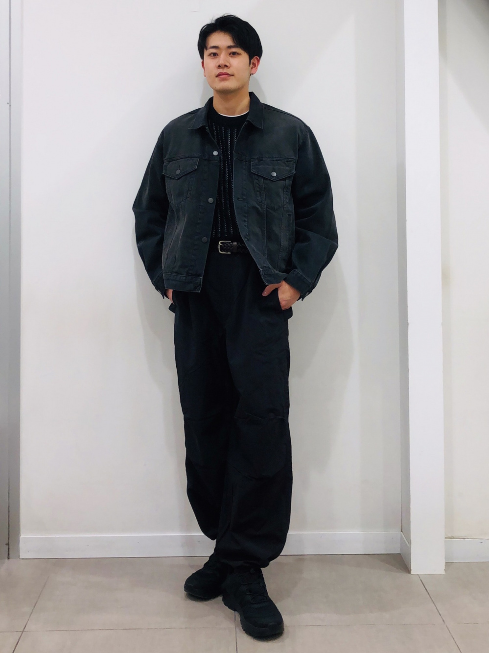 デニムジャケット(セットアップ可能)、ドライポンチクルーネックT(長袖