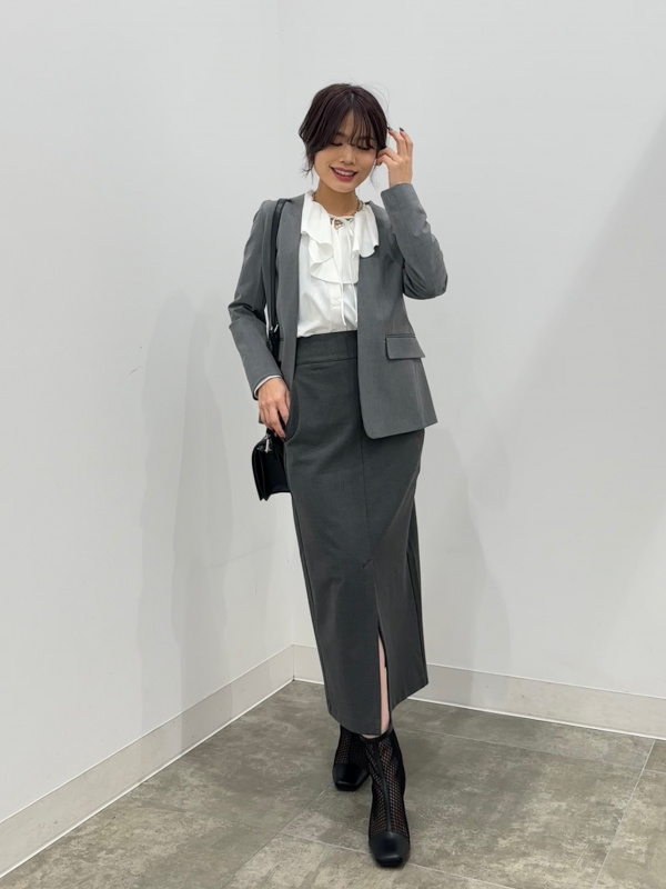 ウォッシャブルノーカラージャケットZ(セットアップ可能)（レディース