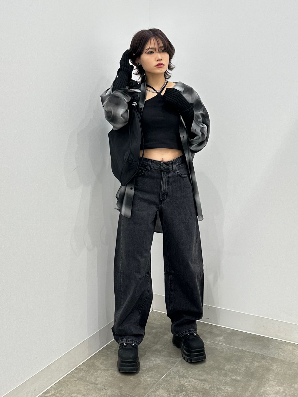 ユミちゃん様マークアンドロナ 長袖タートル カモフラ ゴールドスカル 文字 ブラ ブラフィールキャミソール、シアープリントハイネックT(長袖