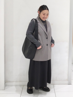 GU公式 | ソフトリブタートルネックT(長袖)(ボーダー)