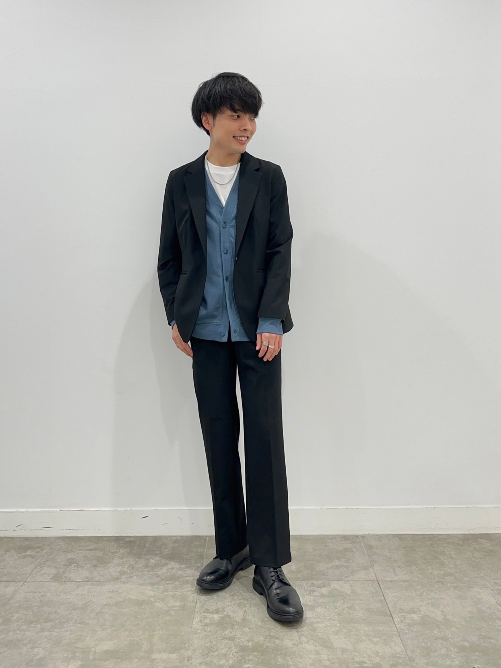バンドカラーシャツ(長袖)SW、ウォッシャブルストレートパンツZ