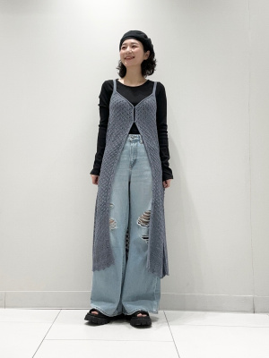 糖鎖　３０包 GU公式 | 透かし編みニットジレ+X