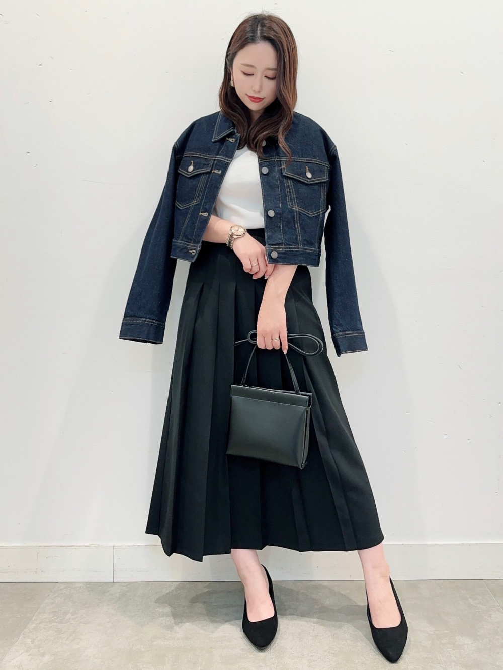 オーバーサイズテーラードベスト、レースコンビネーションブラウス