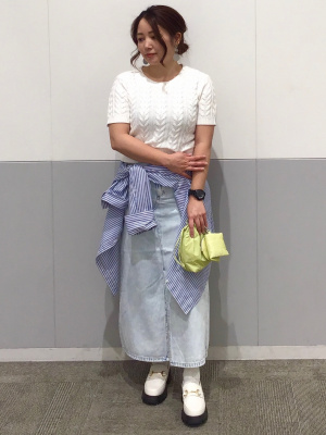 GU公式 | ケーブルクルーネックセーター(半袖)