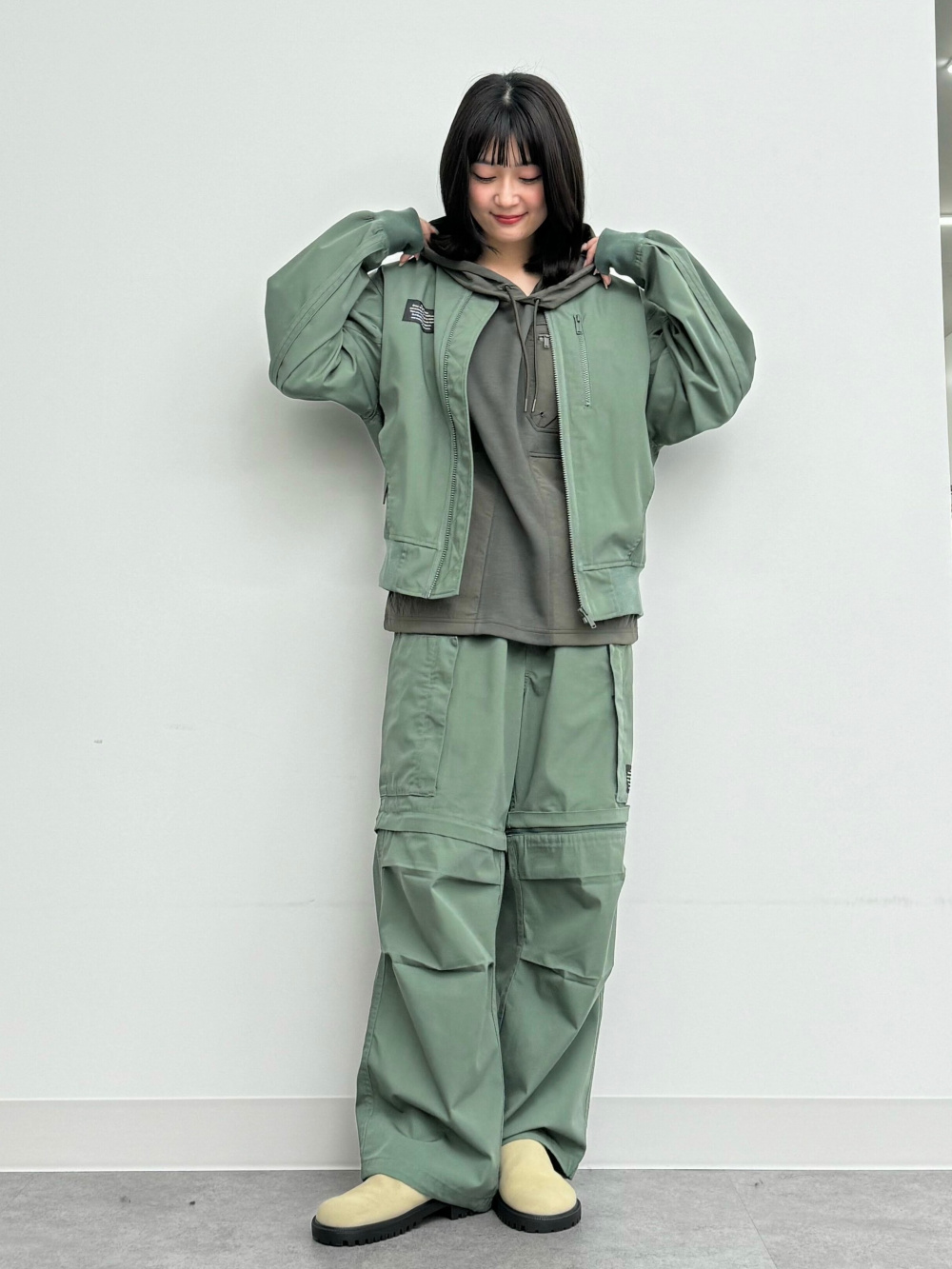 リブブルゾン UNDERCOVER、ダブルフェイスパーカ(5分袖) UNDERCOVER