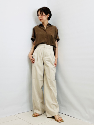 サンプル画像 GU公式 | リネンブレンドタックワイドパンツ(丈標準70.0～74.0cm)