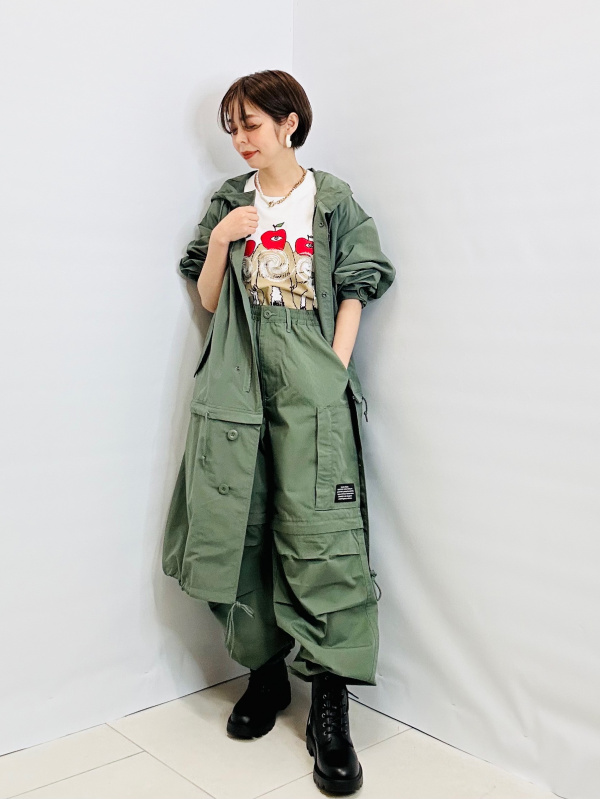 GU×UNDERCOVERモッズコート カーゴパンツL 2WAYオーバーサイズモッズコート UNDERCOVER、グラフィックT(5分袖