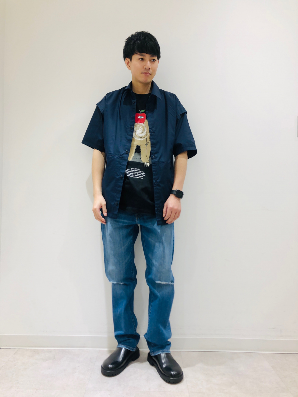 グラフィックT(5分袖) UNDERCOVER 6、スリムダメージジーンズ