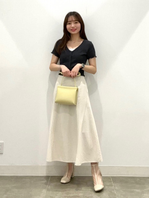 GU公式 | リネンブレンドフレアロングスカート(丈標準85.0～92.0cm)