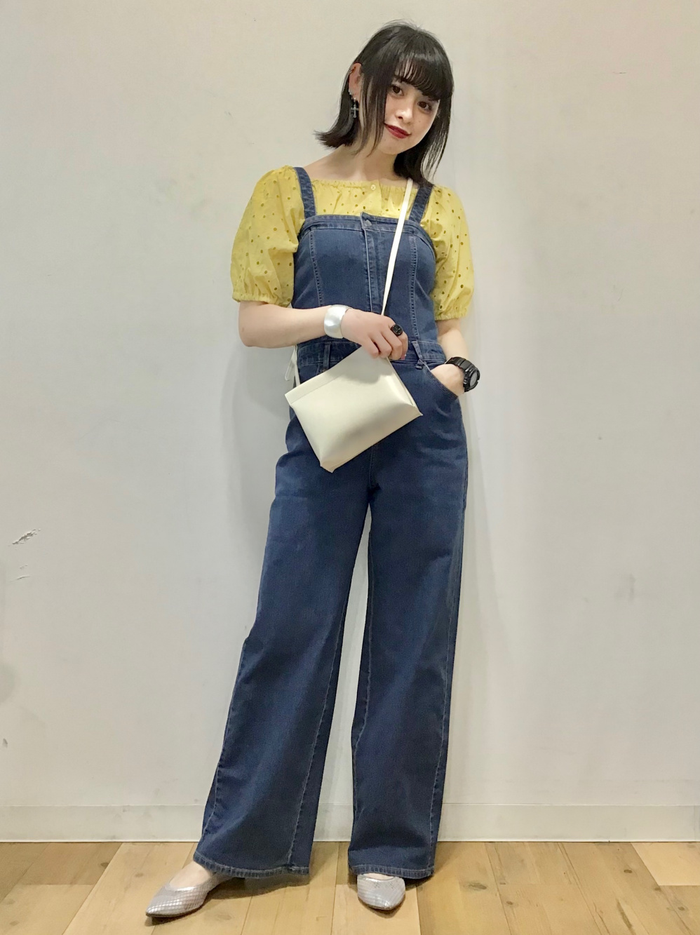 新品GUベアトップサロペットパンツ L 黒ブラック ソフトリブ