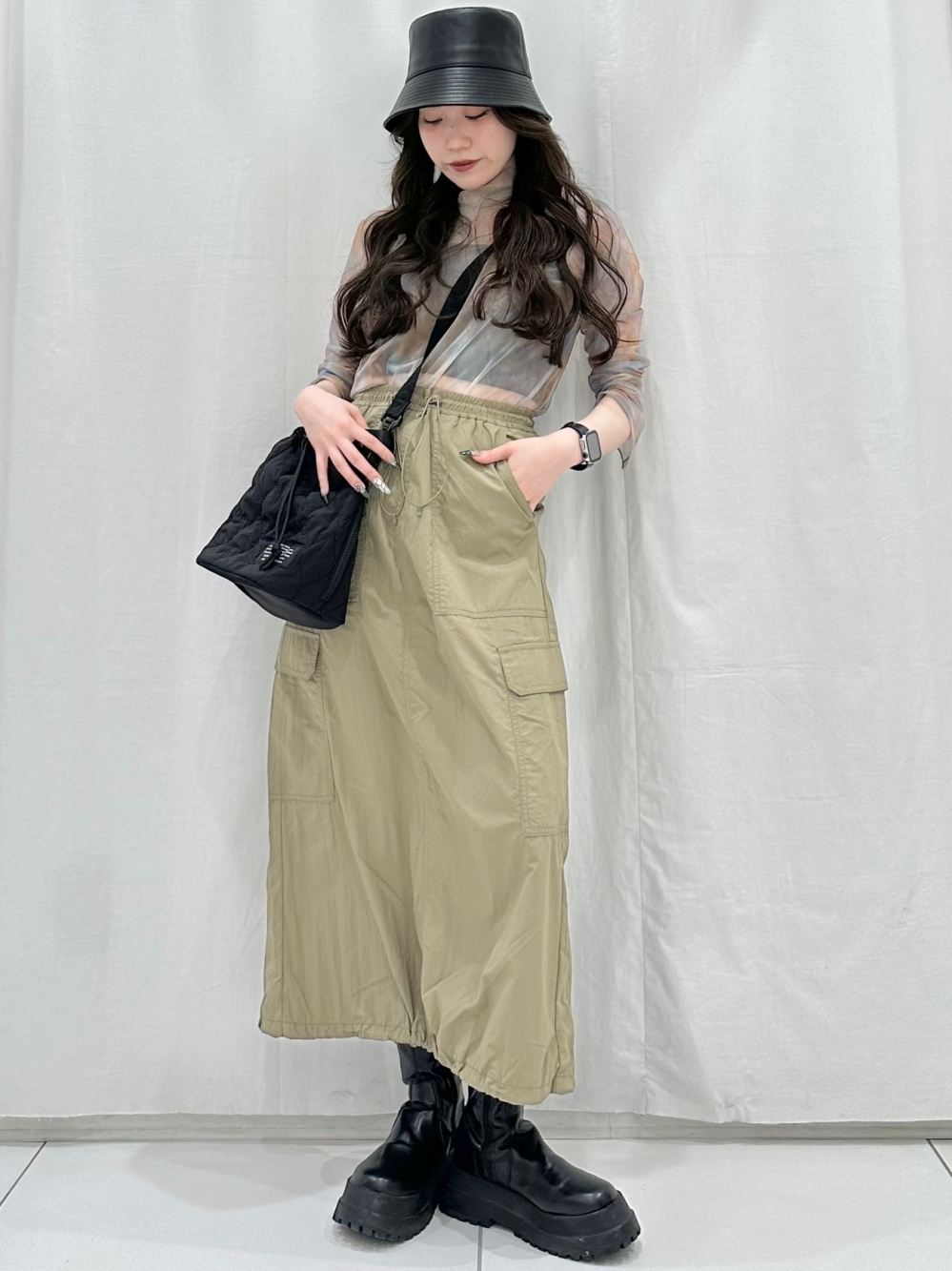GU / UNDERCOVER 2WAYオーバーサイズモッズコート オリーブ