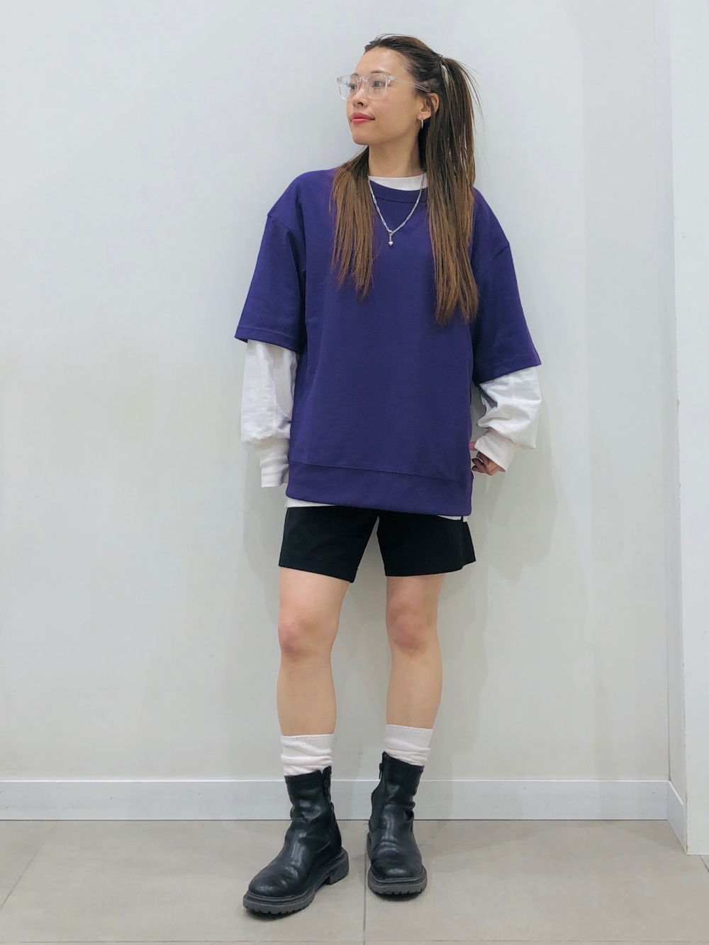 セール】 ニット ＆ 裏シャギー 切替パーカ （パーカー
