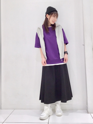 GU公式 | リネンブレンドフレアロングスカート(丈標準85.0～92.0cm)