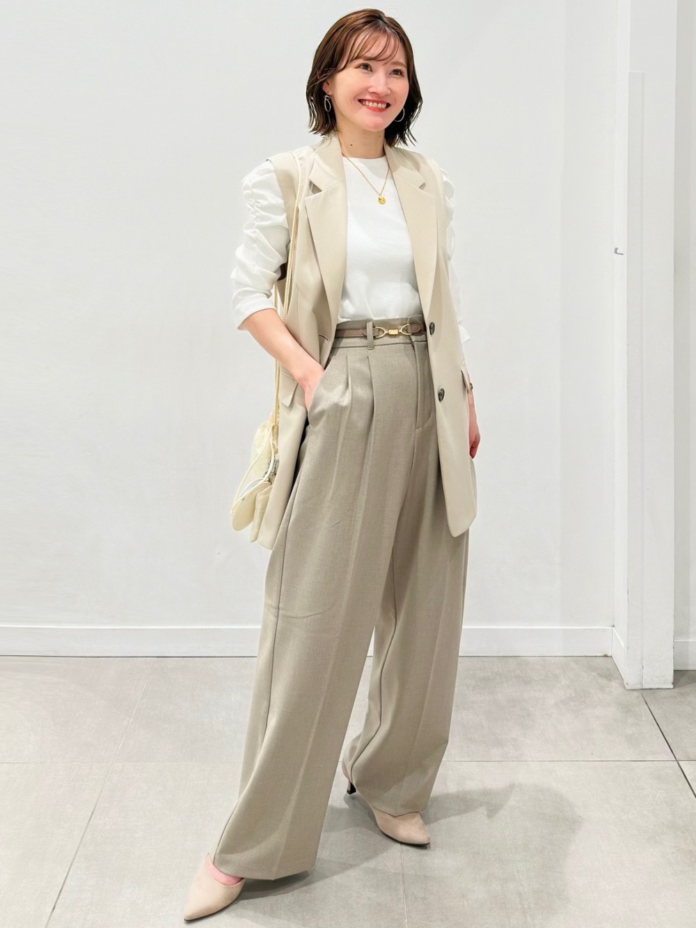 マルチウェイセーター(長袖)、タックワイドパンツ(丈標準70.0～74.0cm 