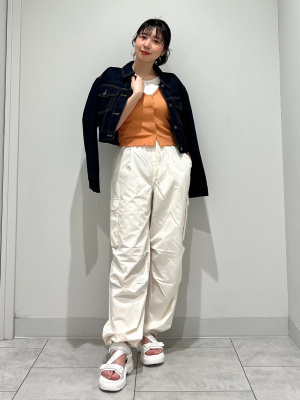  Jeans クロップドジャケット XS ホワイト GU公式 | デニムクロップドジャケット