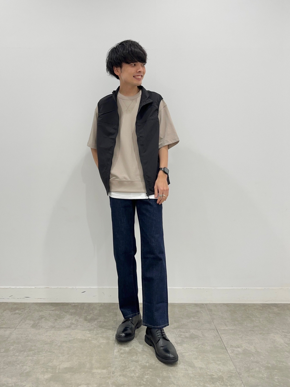 ナイロンジップアップベスト(セットアップ可能)」の着用コーディネート
