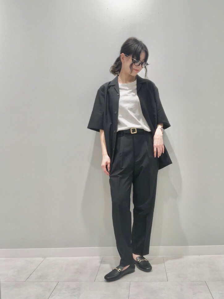 コットンクルーネックT(半袖)、ドライオープンカラーシャツ(5分袖)SW