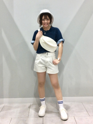 GU公式 | GIRLSストレッチデニムハイウエストショートパンツJR