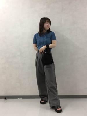 GU公式 | ケーブルクルーネックセーター(半袖)