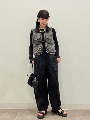 1点物⭕️お安く!◎Custom Vintage Fabric◎AR 9.75 GU公式 | ソフトリブクルーネックT(長袖)Q+E