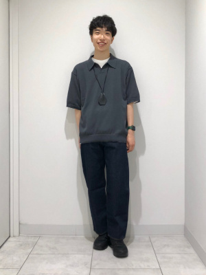 GU公式 | ブークレニットスキッパーポロシャツ(5分袖)NT+E