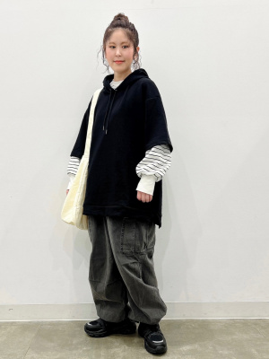 GU公式 | ライトスウェットオーバーサイズT(長袖)(ボーダー)