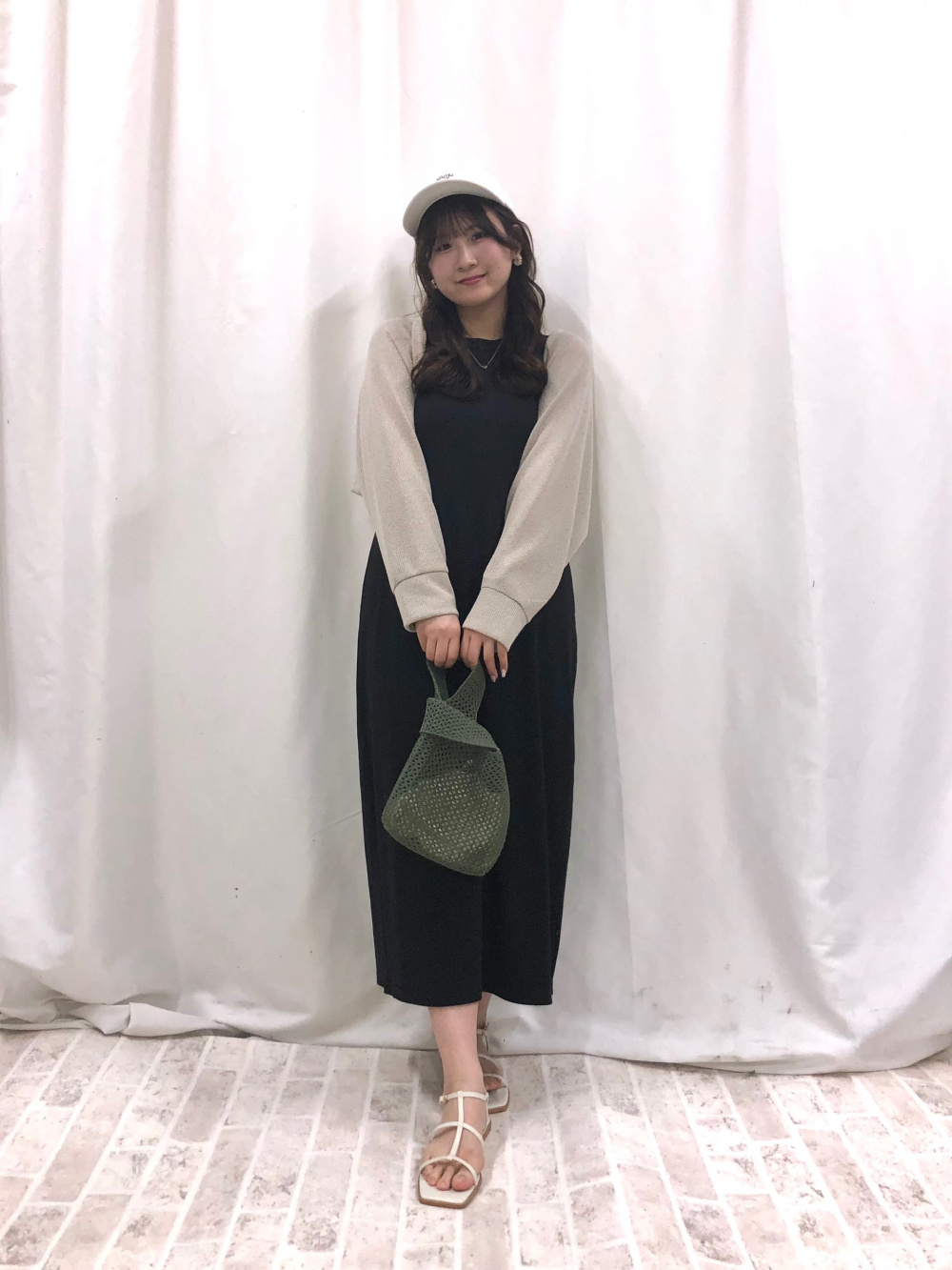 2ピースボレロカーディガン(長袖)、リブナローワンピース