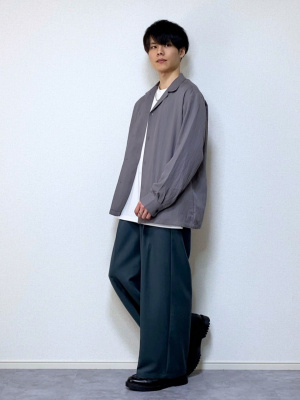 GU公式 | ドレープオープンカラーシャツ(長袖)NT+E