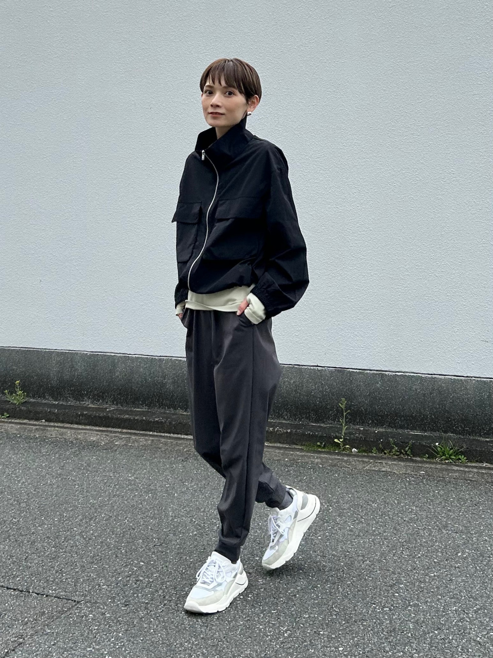 テックダブルポケットブルゾン、ドレープワイドパンツZ(セットアップ