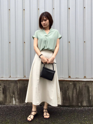 Rebecca Vallance リネンブレンド フレア ロング スカート Re:EDIT スカート レディース フレアスカート ロングスカート