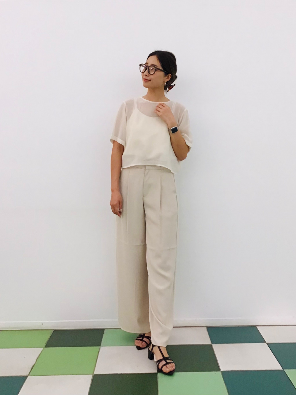 【GUMZZI】半袖ブラウス×ワイドパンツセットアップto27407 パンツセットアップ レディース 夏 上下セット Tシャツ ワイド
