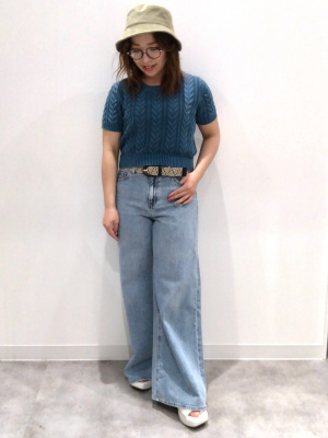 ニット　トップス GU公式 | ケーブルクルーネックセーター(半袖)