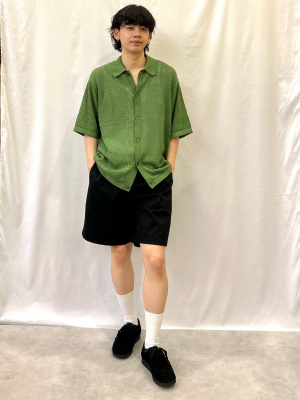 みりあん☺︎22 GU公式 | ウォッシャブルメッシュニットシャツ(5分袖)