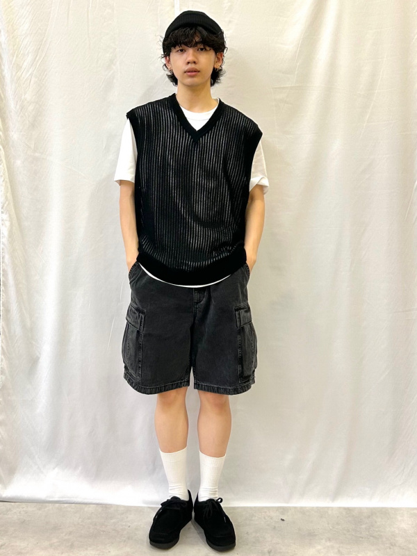 ポロシャツ(5分袖) Mrs. GREEN APPLE、デニムバギースラックス(丈標準