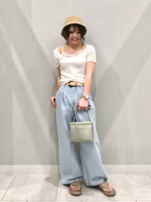 お洗濯のみ美品！GU キャミソールレイヤードTシャツ M ブルー GU公式 | キャミソールレイヤードルックT(半袖)Q