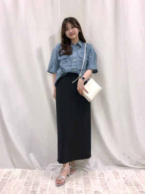 GU公式 | ライトデニムオーバーサイズワークシャツ(5分袖)