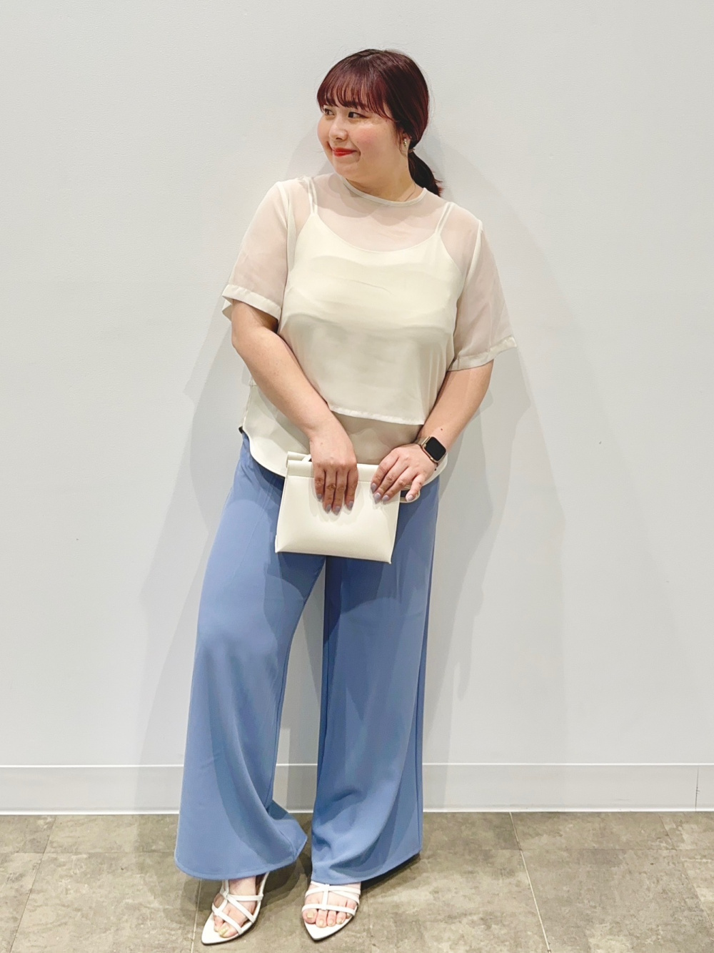 2点セットボーダー半袖ブラウスワイドパンツ夏 ショッピングゴー shoppinggo サマーニット ワイドパンツ