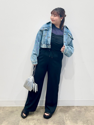 デニム クロップドジャケット vivienne ヴィンテージ GU公式 | デニムクロップドジャケット