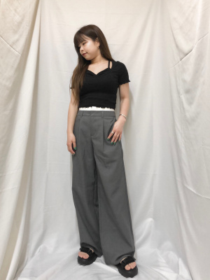 お洗濯のみ美品！GU キャミソールレイヤードTシャツ M ブルー お洗濯のみ美品！GU キャミソールレイヤードTシャツ M ブルー