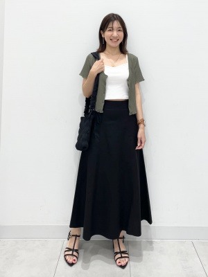GU公式 | リネンブレンドフレアロングスカート(丈標準85.0～92.0cm)