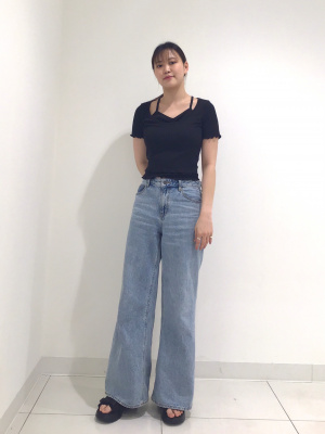 お洗濯のみ美品！GU キャミソールレイヤードTシャツ M ブルー お洗濯のみ美品！GU キャミソールレイヤードTシャツ M ブルー