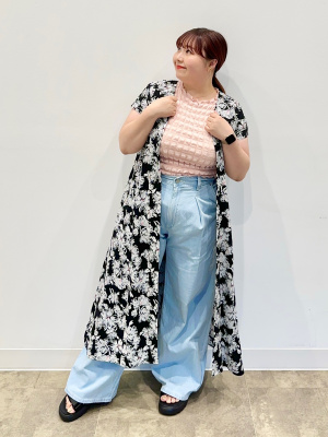Vネック シフォン プリントワンピ フローラル柄 ハーフスリーブ 花柄シフォンロングドレス/rinfarre - カラードレス
