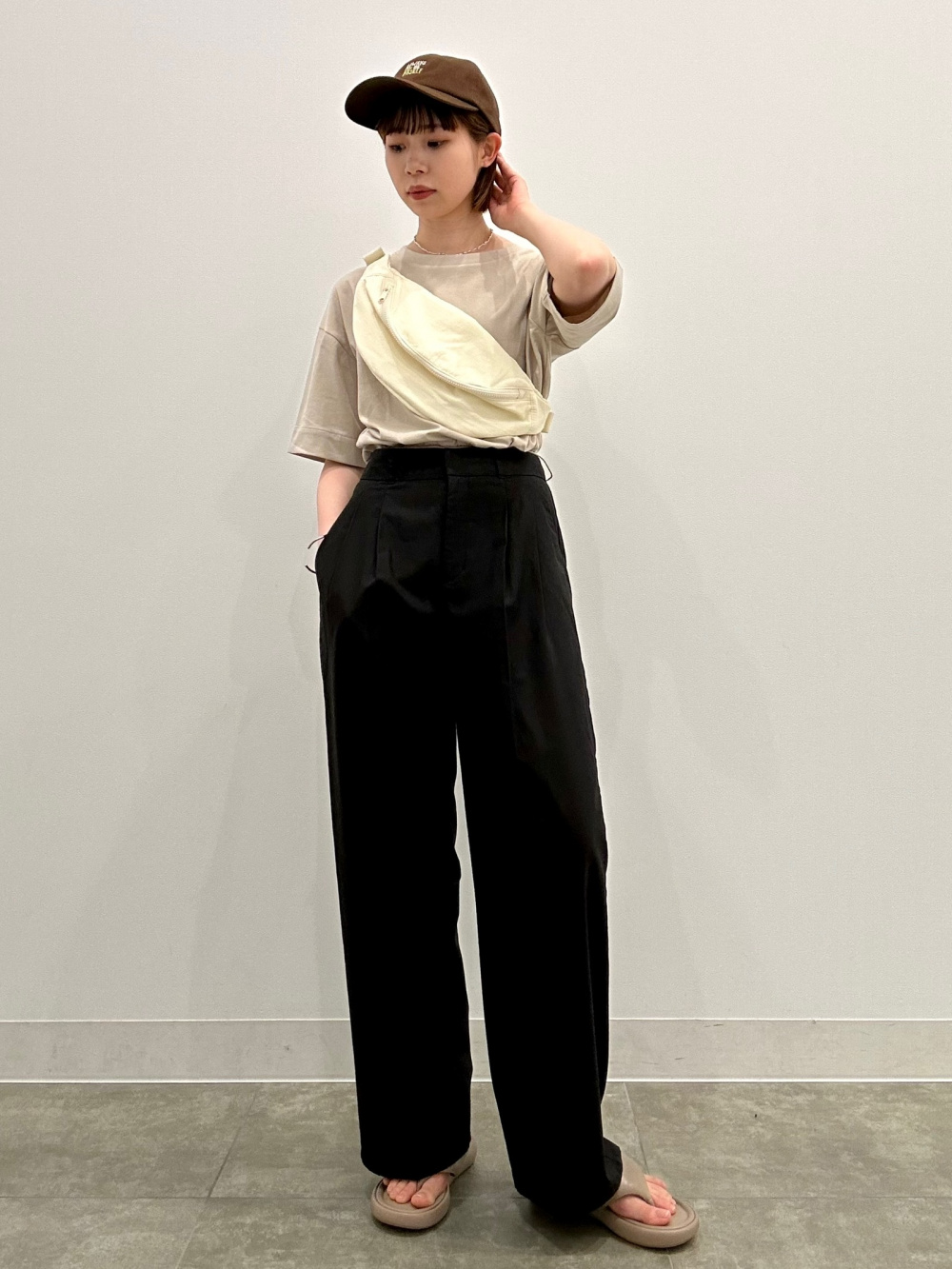 コムデギャルソン 2015AW 立体 ドローストリング ワイドパンツ ナイロンウエストゴムギャザーワイドドローストリングパンツ