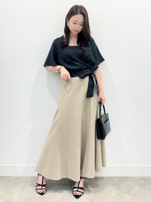 GU公式 | リネンブレンドフレアロングスカート(丈標準85.0～92.0cm)