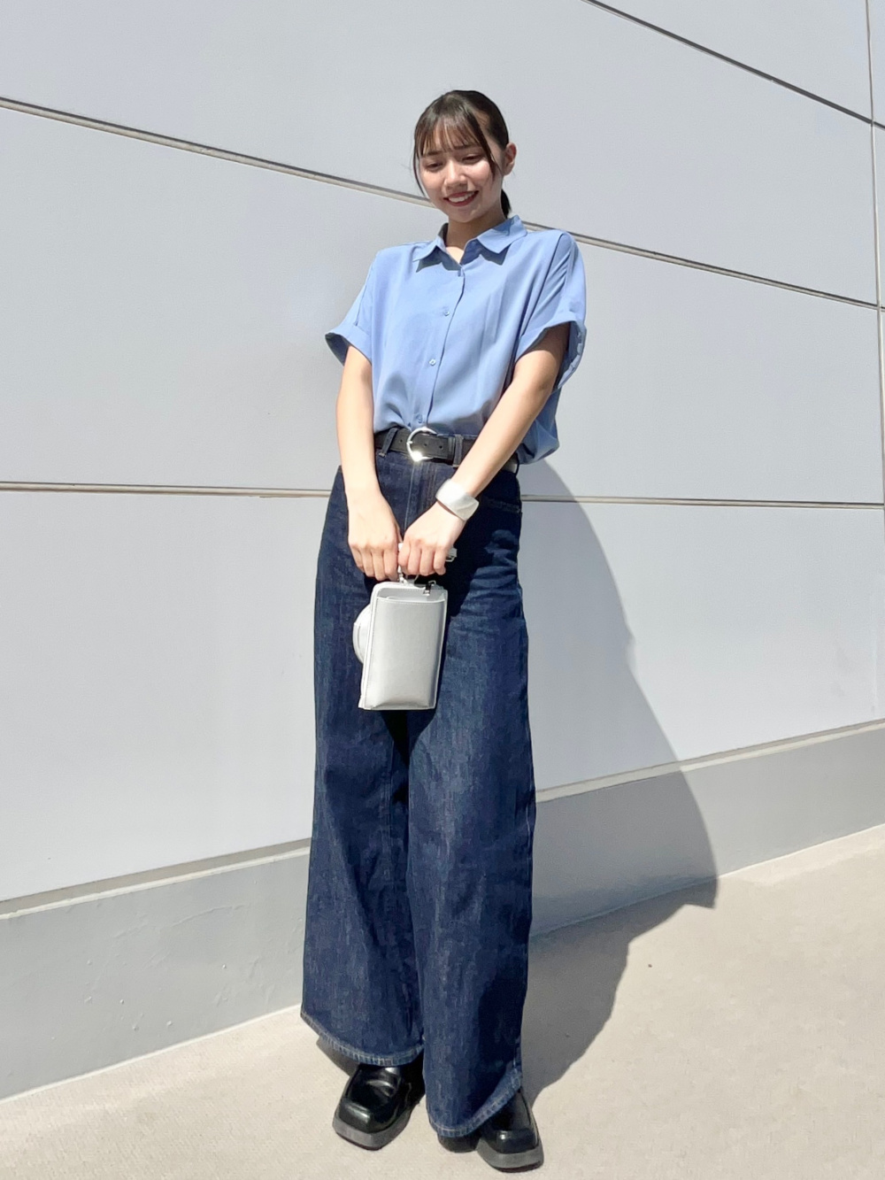 ダブルポケットニットジャケット(長袖)、ミドルライズワイド