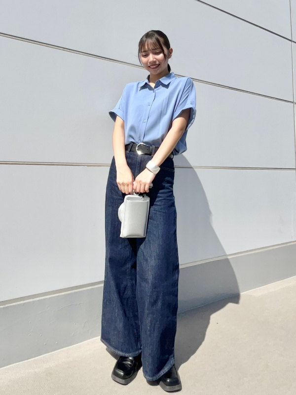 クロップドデニムトップス TRF クロップドデニムシャツ - ダークインディゴブルー | ZARA