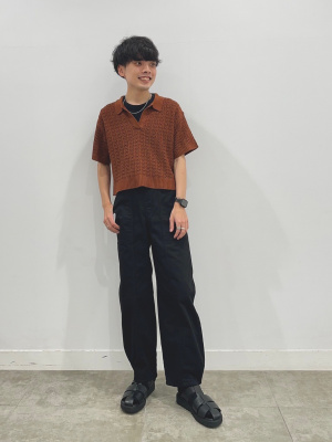 ザメル　海外製 GU公式 | 透かし編みスキッパーポロセーター(半袖)